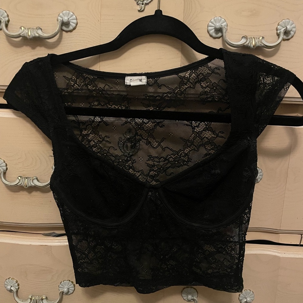Garage Black Lace Top